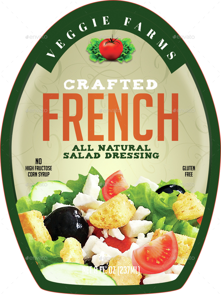 Salad Dressing Bottle Label Templates by CreativB GraphicRiver